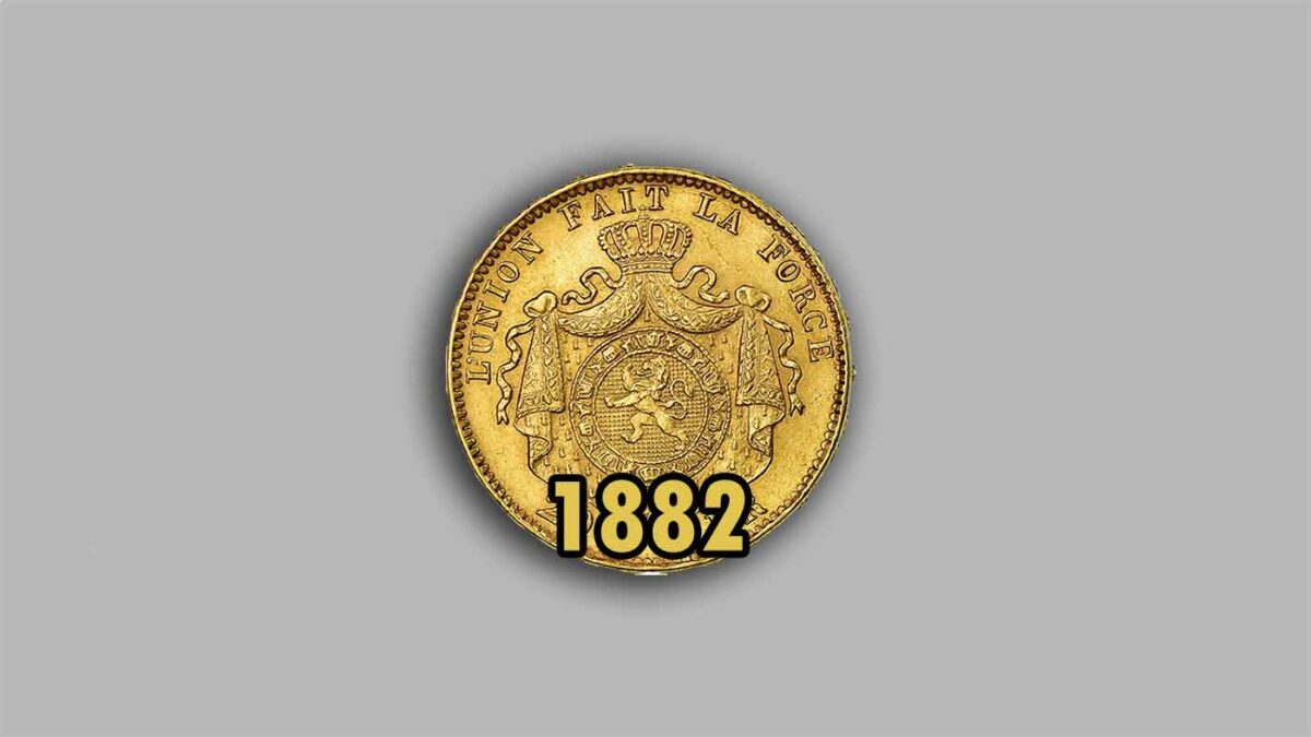 Pièce d’or belge Léopold II de 20 Francs Or de 1882.