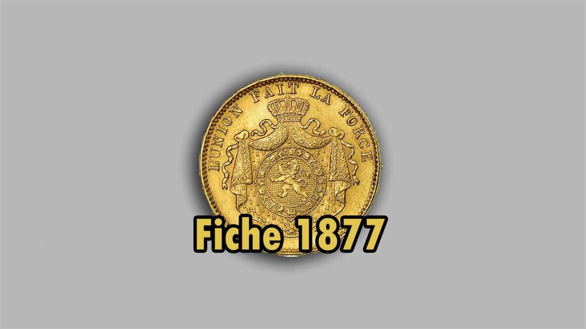 Pièce d’or belge Léopold II de 20 Francs Or de 1877.