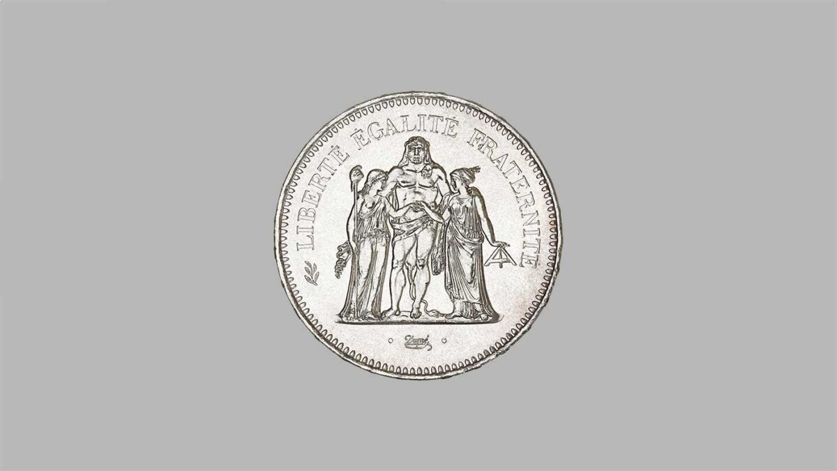 Pièces de 50 Francs Hercule 1977 en argent.