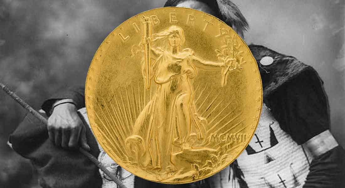 The Saint-Gaudens Liberty Double Eagle ($20) coin.