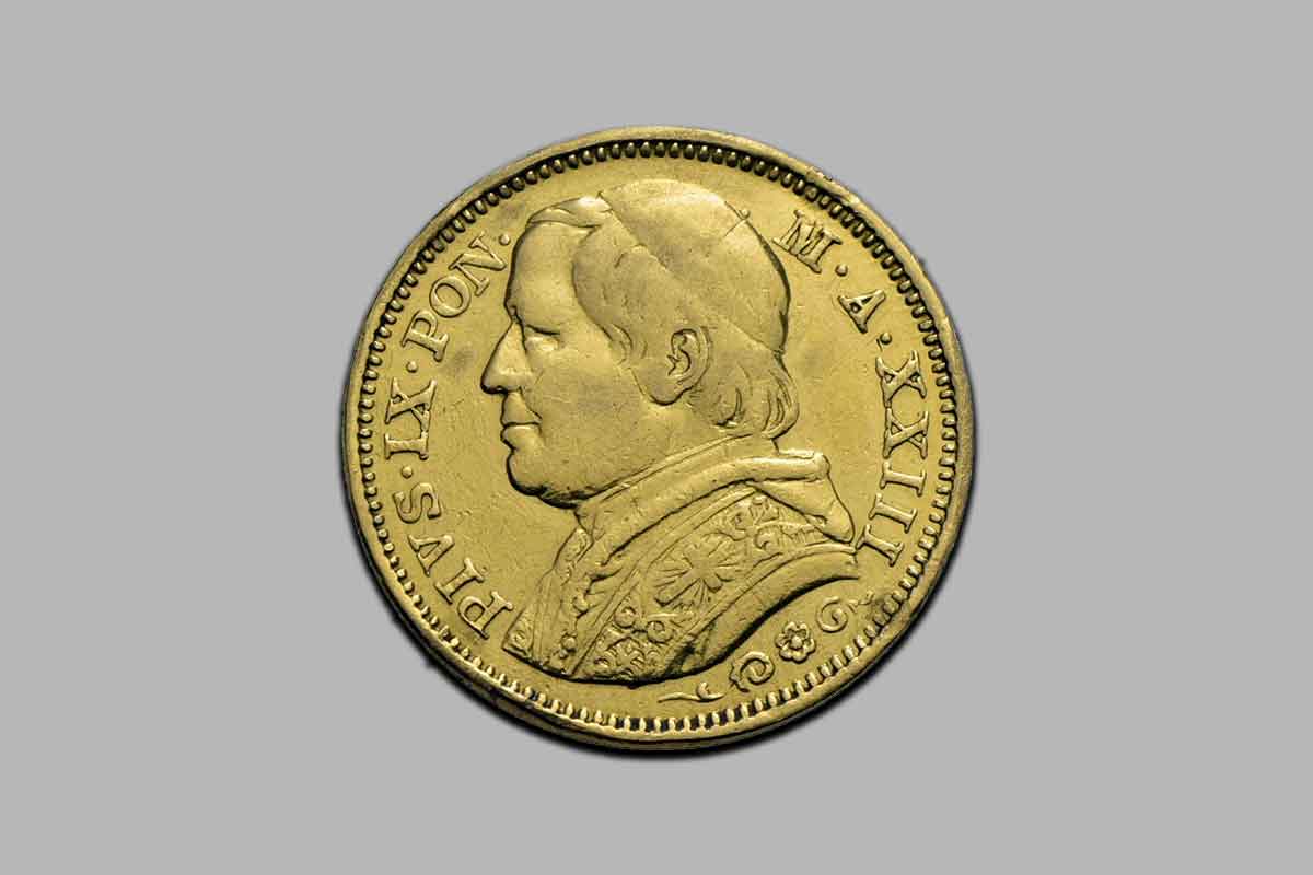 Pièces or de 20 Lires Pie IX, 1866 à 1870.
