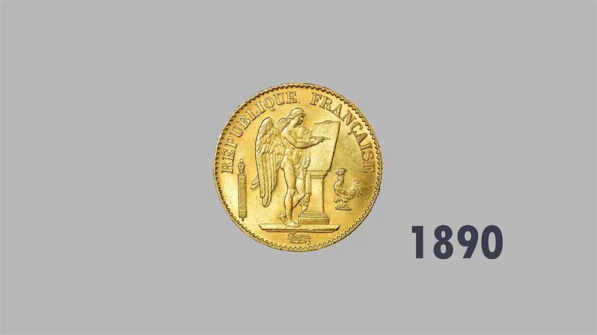Pièces en or de 20 francs 1890.