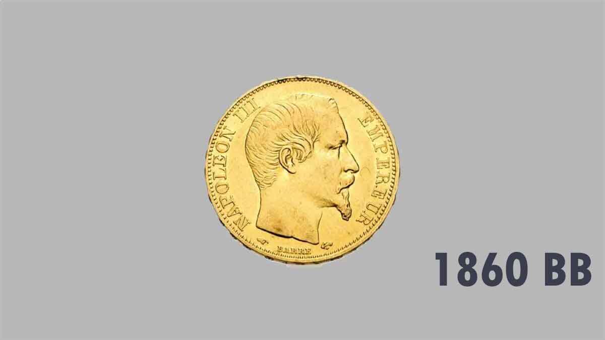 La pièce d’or Napoléon 20 Francs or 1860 BB.