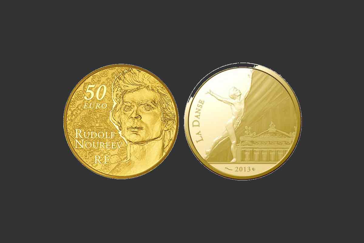 Les pièces en or à l’effigie de Rudolf Noureev de la Monnaie de Paris.