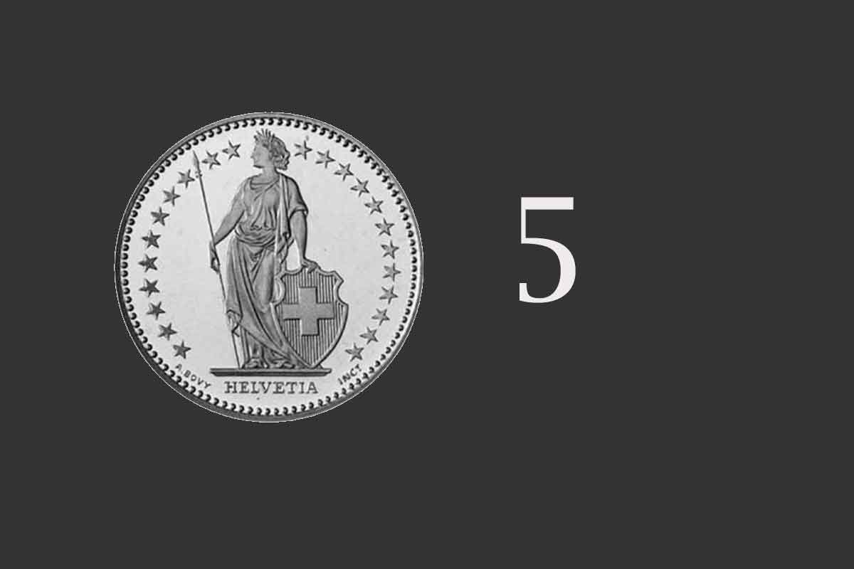 5 Franken Münzen Schweiz.