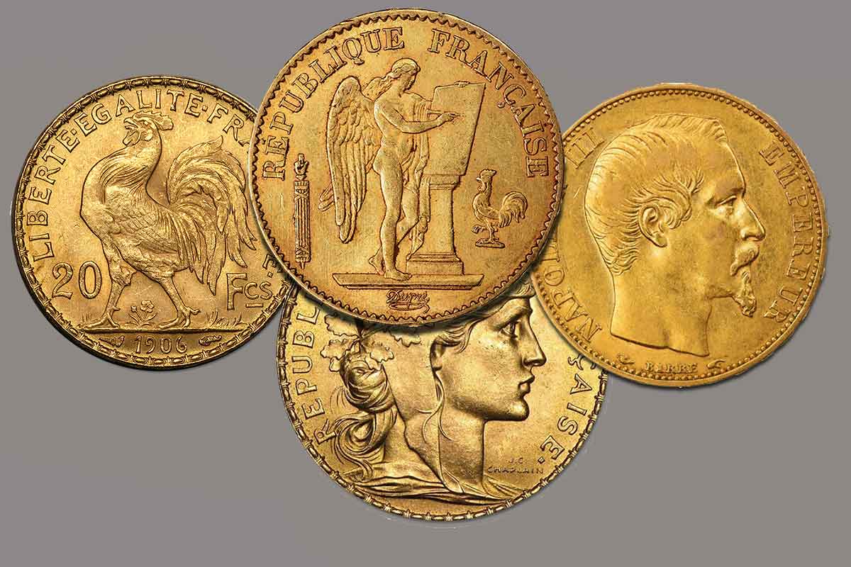 Monedas francesas de 20 francos de oro.